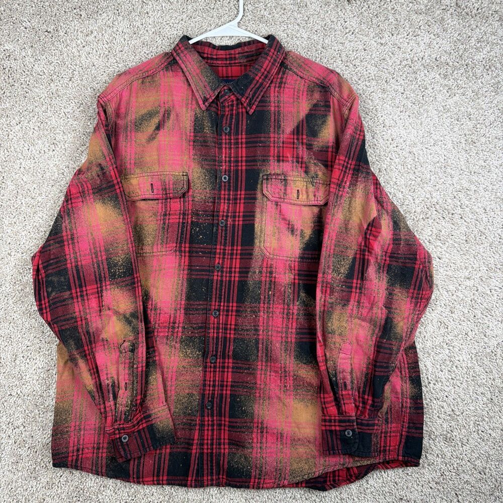 Faded Glory Mens 2XL 50-52 Faded Red Long Sleeve Flannel Shirt